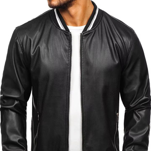 แจ็กเก็ตนักขี่จักรยานสีดำของผู้ชายมาใหม่แจ็คเก็ตหนังแท้มีซิปซับในกระเป๋าหนังพอดีตัวสินค้ามาใหม่2025 - Product Image 1