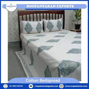 Best Selling Products 100% Organic Cotton <b>White</b> with Blue Floral Printed <b>Bed</b> <b>Spread</b> GOTS Certified At Cheap Price - Product Image 6
