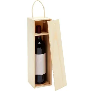 Wood Color Custom Handmade Red Wine Single Bottle Packing Gift Box