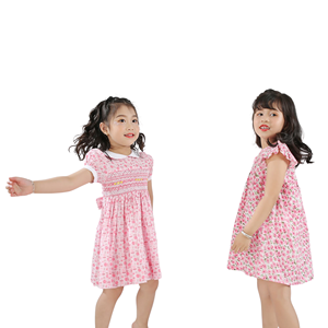 Vestido fruncido de alta calidad para niñas ODM OEM diseño de príncipes de manga corta hecho en Vietnam al por mayor para el grupo de edad de los niños - Product Image 5
