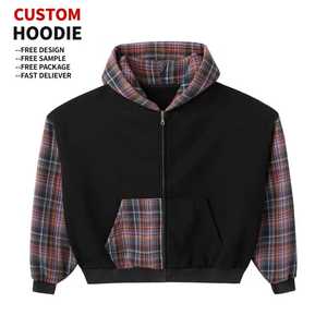 เสื้อฮู้ดซิปผ้าเฟรนช์เทอร์รี่ลายกราฟิกสตรีทแวร์แบบกำหนดเอง ดีไซน์สีบล็อก สำหรับผ้าฝ้ายหนาน้ำหนักมาก ทรงโอเวอร์ไซส์ ซิปหน้า สำหรับผู้ชาย - Product Image 3