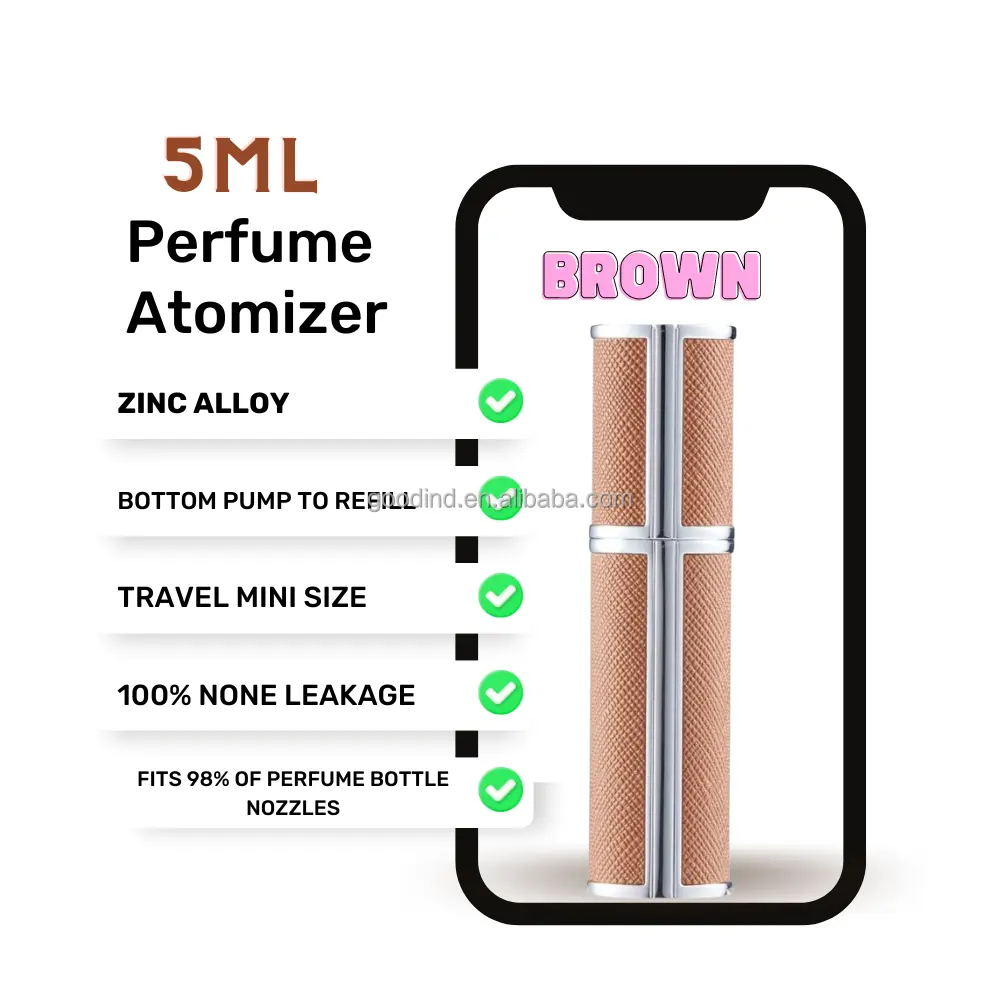 Atomizador de perfume de alumínio de bolso vazio 5ml, frasco de spray mini 8ml, atomizador de perfume recarregável de luxo