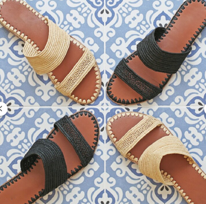 Sandales plates marocaines, mules, sandales en paille, sandales Boho - Product Image 1