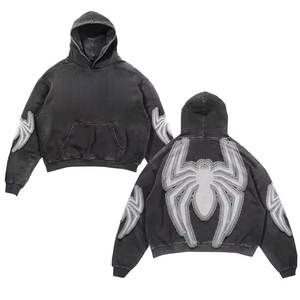 Sudadera con Capucha Térmica para Hombre, Personalizada, de Gran Venta, con MOQ Bajo, 400gsm, de Invierno, con Efecto Desgastado por el Sol, Lavado Ácido, Bordada, 100% Algodón - Product Image 2