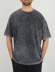 Oversized O-Neck Short Sleeve Solid Color Washed <b>100</b>% Cotton Jersey T-<b>Shirt</b> Men Casual Drop Shoulder Fit - Product Image 2
