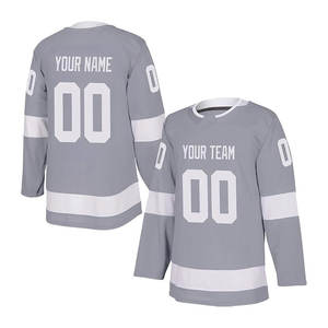 Maillot de hockey sur glace personnalisé gris pour hommes, femmes et adultes, taille personnalisée, polyester/coton durable et écologique, nom brodé authentique - Product Image 2