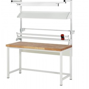Tavolo da Imballaggio Set Completo 02, B1500 x P900 x H840-1040 mm, Piano di Lavoro in Faggio Massello, Spessore 40 mm. - Product Image 4