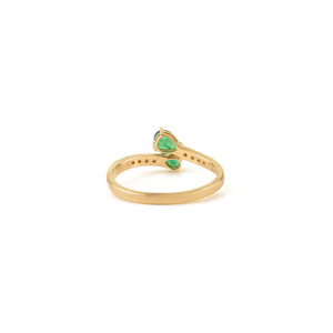 Anillo de Oro Amarillo Puro de 14K con Esmeralda y Diamantes, Diseño Popular, Nuevo y Moderno, Precio al por Mayor, Joyería de Piedras Preciosas - Product Image 6