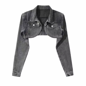 Manteau court en jean femmes coton printemps automne veste coupe-vent Vintage vestes Streetwear - Product Image 4