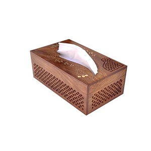 Caja de pañuelos de madera de lujo para decoración del hogar, forma cuadrada, tamaño mediano, diseño de lujo en madera pulida brillante de color marrón oscuro - Product Image 6