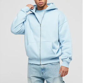 Sweat à capuche zippé en molleton épais de coton écologique, personnalisé et brodé, de haute qualité pour hommes - Product Image 2