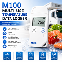 Registrador de Datos de Temperatura USB LCD M100 Directo de Fábrica, Informe PDF, -30~70, IP67, ODM/OEM, Logotipo Personalizado para Logística de Cadena de Frío