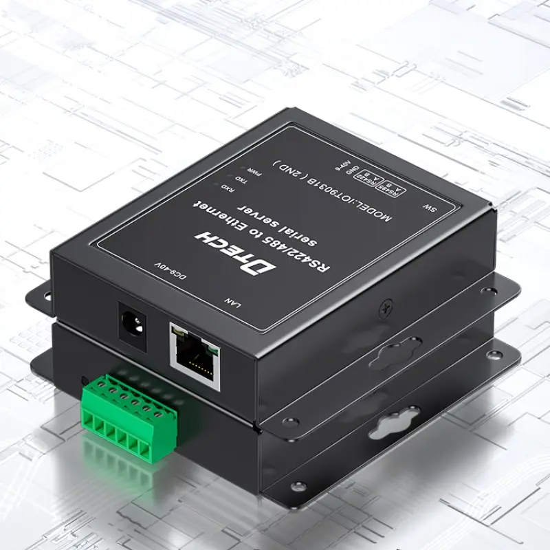 DTECH Industrial Serial Device 10/100M RS422/485 to TCP IP RJ45 Ethernet Converter Server