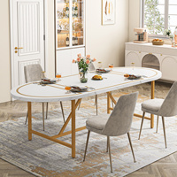 Nouvelle arrivée, table à manger ronde en or de luxe, style nordique moderne, pour 6 personnes