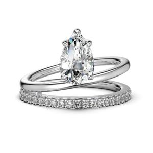 Bague de fiançailles classique plaquée or, zircone cubique blanche taille poire, argent sterling 925, bagues en diamant pour femmes en provenance d'Inde - Product Image 6