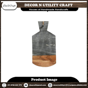 Planche à découper en ardoise de forme rectangulaire avec base en bois et design antidérapant - Product Image 2