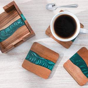 Posavasos de Resina y Madera Contemporáneos, Hechos a Mano, de Alta Calidad, Ecológicos, Estilo Bohemio, Protección para Mesa de Centro, Decoración - Product Image 4