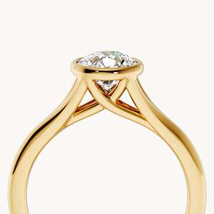 แหวนหมั้นแบบขอบเรียบ ทรงกลม ทอง 14k เพชรเลี้ยงในห้องปฏิบัติการ - Product Image 6