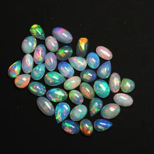 Fire Opal Cabochon Oval Shape 6x4MM Free Size Color Play or Fire Natural Ethiopian Opal Loose Gemstone Genuine Oval Welo Opal