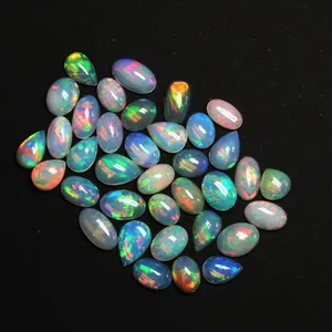 Opal Api Cabochon Bentuk Oval 6X4MM Ukuran Bebas Permainan Warna atau Api Opal Ethiopia Alami Batu Permata Longgar Asli Oval Welo Opal