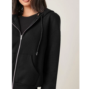 Sweat à capuche sexy personnalisé pour femmes haute qualité 100% coton biologique sweat à capuche vierge en éponge française pour femmes - Product Image 4