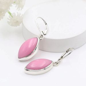 925เงินสเตอร์ลิงต่างหูโอปอลสีชมพูแบบคลาสสิกห้อยของขวัญวันครบรอบการหมั้น - Product Image 1