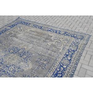 Alfombra Turca de 7.9x10.5 pies, Alfombra Vintage Extra Grande, Alfombra Floral Azul Grisácea - Product Image 3
