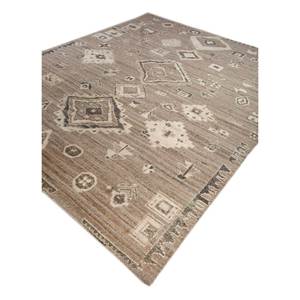 Alfombra de Lana Afgana Tejida a Mano, Color Marfil, Diseño Geométrico Abstracto, Rectangular, para Pasillo, Sala de Estar, 9x12 - Product Image 2