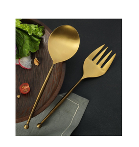 Ensemble de 2 cuillères et fourchettes de service chic pour bar à salade Ensemble cadeau fourchette et cuillère fabriqué en Inde - Product Image 1