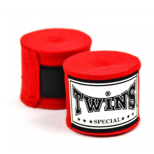 High Quality <b>Red</b> Twins Customized Muay Thai MMA Gloves Training Inner Hand Wraps Custom Made Logo Closure Lace-Up Full Finger - Product Image 1