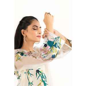 Camisa WGK-RSW-DE-1977 con Estampado Floral, Bordada en Seda Cruda, Prenda de Moda Hecha a Mano - Product Image 1