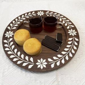 Bandeja de servicio con incrustaciones de fregona de madera de diseño árabe opulento, bandeja hecha a mano Premium para cocina, comedor, regalos de celebración de Ramadán y Eid - Product Image 3