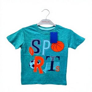 T-shirt noir à manches courtes en polyester/coton tricoté avec imprimé galaxie et motif planète pour enfants, vêtements décontractés - Product Image 3
