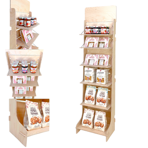 Facile montaggio 400mm personalizzabile e regolabile ripiani in legno 12mm marmellate Pasta Snack espositore per negozio di alimentari mercato - Product Image 1