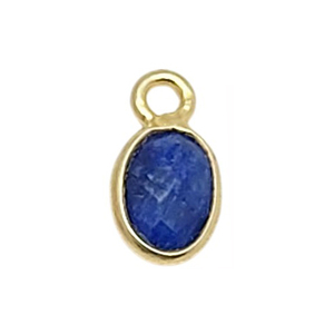 Charmes ovales en saphir teinté 6x4 mm, sertis dans un cadre en argent sterling 925 plaqué or, ensemble de sertis en saphir teinté, pendentif en argent, fournisseurs de bijoux en argent - Product Image 1