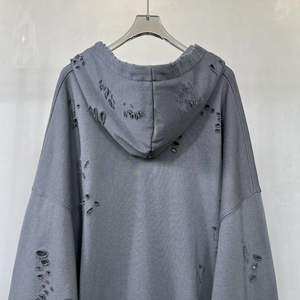 Chaqueta con capucha y cremallera personalizada Unisex Vintage lavado ácido estampado desgastado 100% algodón polar invierno cremallera completa Vintage Sudadera con capucha - Product Image 3