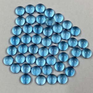 Bonne qualité 9mm suisse bleu topaze Flatback Cabochon forme ronde lâche calibré pierres précieuses bleu topaze tendance articles en gros - Product Image 3