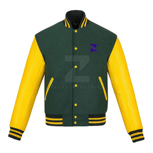 Chaqueta Letterman de Lona y Cuero para Hombre, Estilo Universitario Ecológico, con Logotipo Frontal, Hecha en Pakistán, al Mejor Precio, para Invierno - Product Image 1