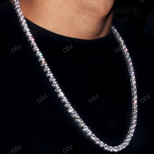 Classic Trendy Moissanite <b>Tennis</b> <b>Necklace</b> 6mm 24 Inch 925 <b>Sterling</b> <b>Silver</b> Moissanite Diamond <b>Tennis</b> Chain <b>Necklace</b> For Women - Product Image 4