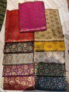 Luxury Jacquard Brocade <b>Silk</b> <b>Fabric</b> Abstract Geometric Patterns Lightweight Woven Textile for Girls' Ethnic Wear Upholstery - Product Image 4