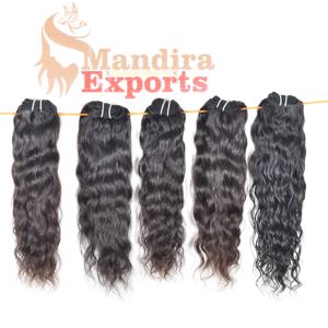Extensions de cheveux vierges indiens bruts du temple Cuticule de couleur noire sans produit chimique Boucles ondulées alignées Style Aucun Faisceaux de cheveux traités - Product Image 4