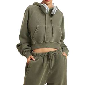 Sudadera Corta de Felpa con Capucha para Mujer, Diseño Personalizado con Logotipo, Invierno 2025, Algodón de Alta Calidad, Tejido de Punto, Diseño Sólido, OEM, Otoño - Product Image 6