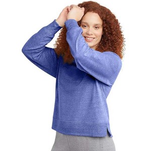 Streetwear <b>Sweatshirt</b> For Women Casual Wear Solid 100% Cotton Breathable Lightweight O-Neck <b>Long</b> Sleeves Customized Logo - Product Image 3