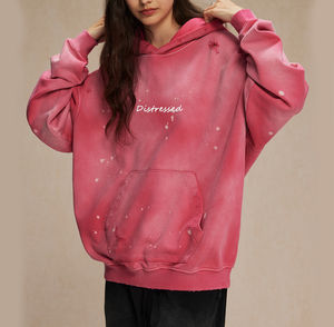 Haute qualité soleil fané en détresse poids lourd surdimensionné Vintage Logo personnalisé sweat blanc lavé à l'acide unisexe Designer sweats à capuche - Product Image 5