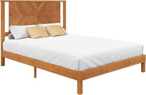 Marco de cama LikeHome Archer Queen con acabado ligero de madera maciza de acacia, diseño bohemio moderno y cabecero de estilo tradicional - Product Image 6