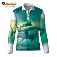 Polos de pêche imprimés par sublimation OEM ODM pour hommes, vêtements de pêche respirants à séchage rapide, t-shirts de pêche à manches longues