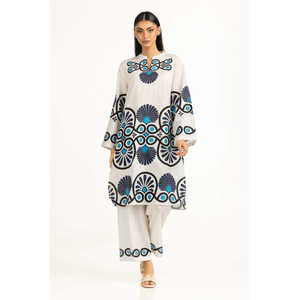 ชุดเซ็ตเสื้อผ้าฝ้ายสีขาวพิมพ์ลายแนวตั้งลำลองสำหรับผู้หญิง ไซส์ XS/XS สำหรับชุดฤดูใบไม้ผลิ/ฤดูร้อน ชุด 2 ชิ้น - Product Image 5