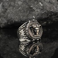 Azuris Bagues pour Hommes en Argent Sterling 925 avec Pierres Précieuses, Motif Lion en Relief, Nœud Papillon, Cœur, Zircon Sertie à Griffes, Plaqué Rhodium, Anniversaire