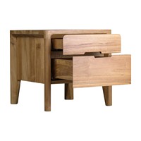 Table de Chevet en Bois de Teck Écologique et Durable, 2 Tiroirs, Luxe Minimaliste, Solide, pour Chambre, Hôpital, Salle à Manger