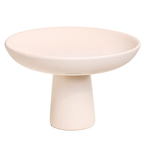 Présentoir de piédestal de bol décoratif en bois de mangue en céramique de couleur beige avec base ronde Dessert Cupcake pâtisserie bonbons - Product Image 6